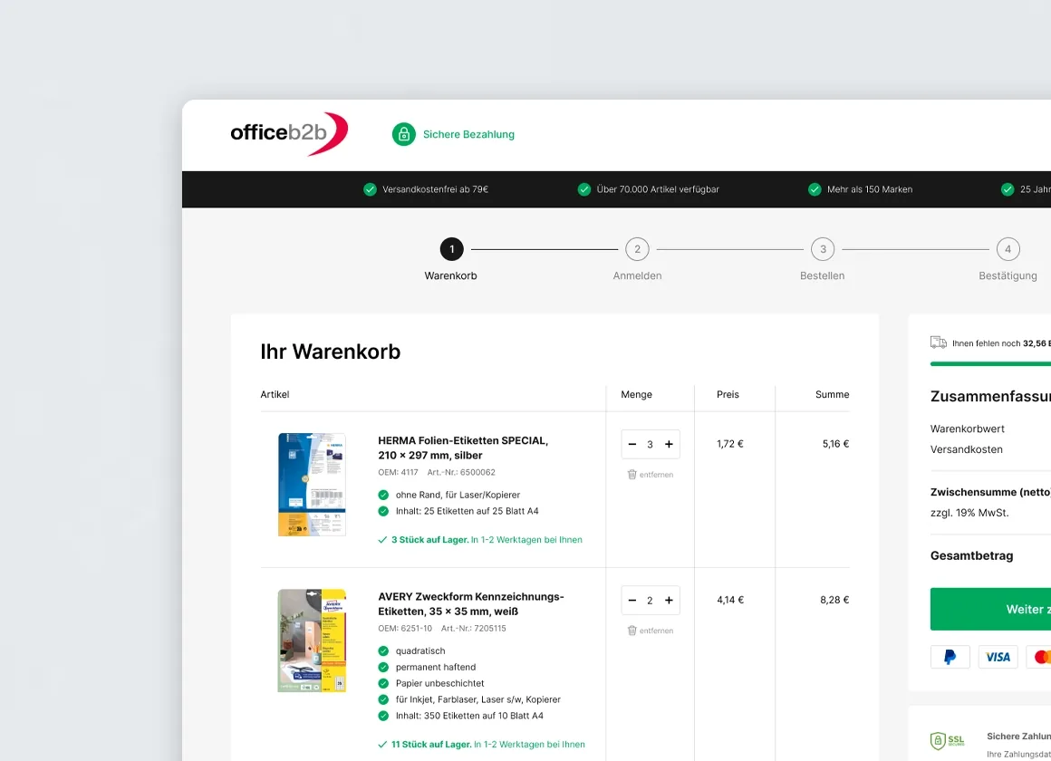 Office B2B Shop-Relaunch