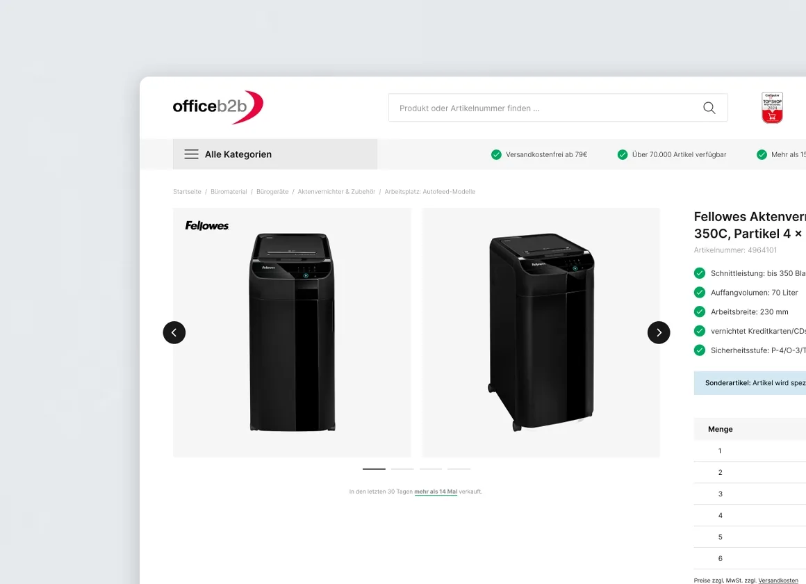 Office B2B Shop-Relaunch