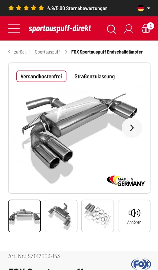 Sportauspuff Online-Shop