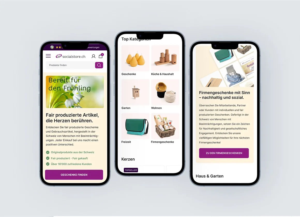 Onlineshop Relaunch von socialstore.ch